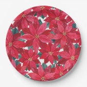 Poinsettias Winter Shelter Round Pouf Papieren Bordje (Voorkant)