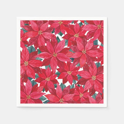 Poinsettias Winter Shelter Round Pouf Servet (Voorkant)