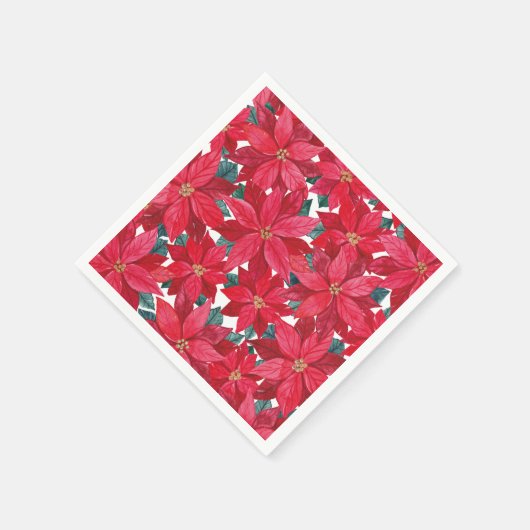 Poinsettias Winter Shelter Round Pouf Servet (Hoek)