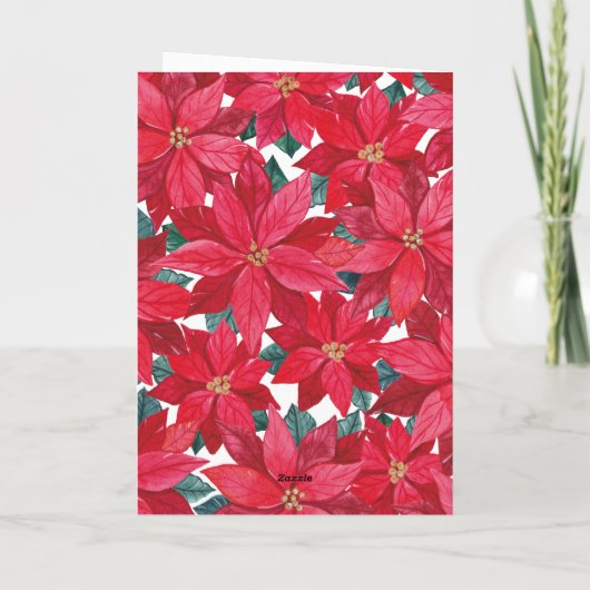 Poinsettia's Winteronderkomen  Feestdagen Kaart (Achterkant)