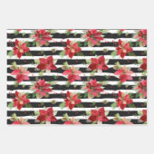 Poinsettias, zwarte strippaart met kerstbeker inpakpapier vel (Voorkant 2)