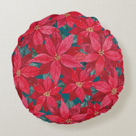 Poinssetias Winter Shelter Rond Kussen