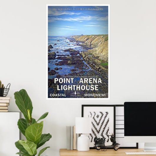 Point Arena Lighthouse Travel Poster 02 (Thuiskantoor)