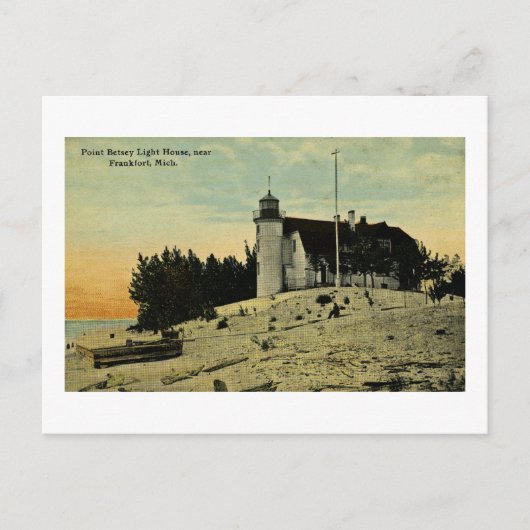 Point Betsey Lighthouse bij Frankfort Michigan Briefkaart (Voorkant)