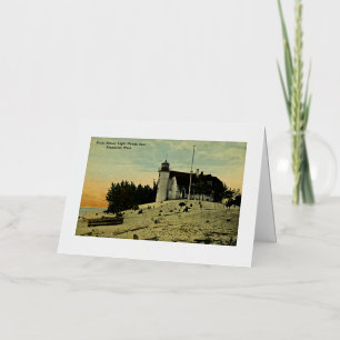 Point Betsey Vuurtoren bij Frankfort Michigan Folie Wenskaart