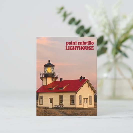 Point Cabrillo LIGHTHOUSE California Sunset Travel Briefkaart (Staand voorkant)