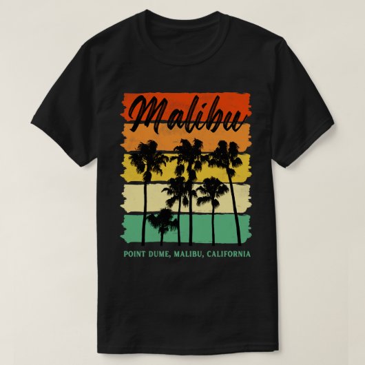 Point Dume Malibu California Palm Trees Retro Trav T-shirt (Design voorkant)