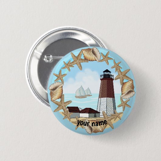 Point Judith Lighthouse pin-knop Ronde Button 5,7 Cm (Voorkant /achterkant)