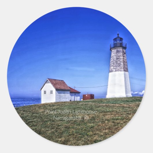 Point Judith Lighthouse, RI Ronde Sticker (Voorkant)