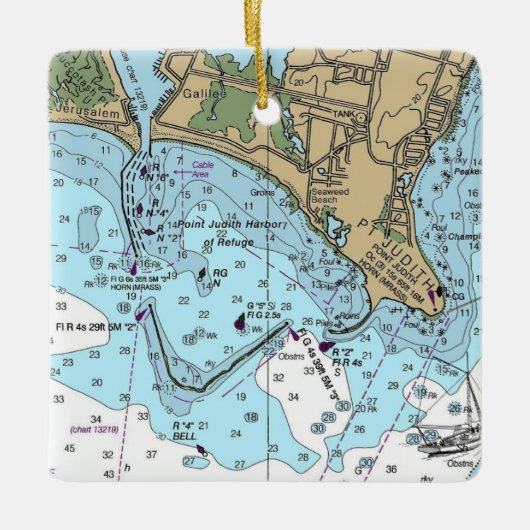 Point Judith Rhode Island Chart Keramisch Ornament (Voorkant)