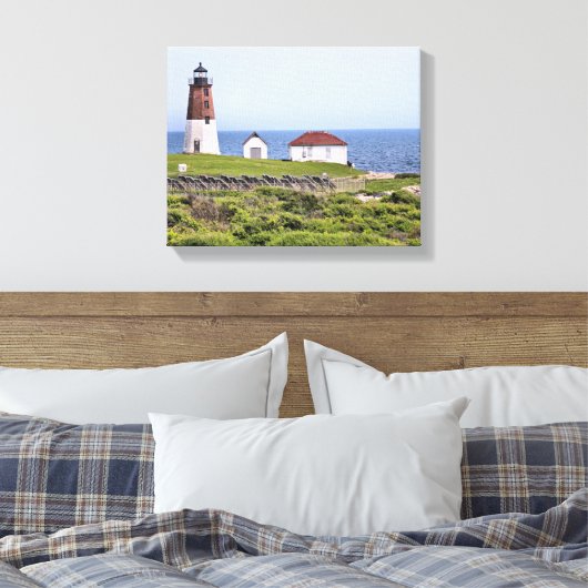 Point Judith Vuurtoren, RI gewikkeld Canvas (Insitu (Slaapkamer))