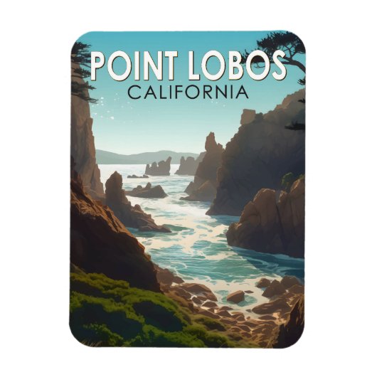 Point Lobos California Travel Art  Magneet (Verticaal)