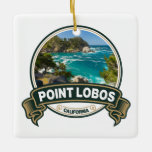 Point Lobos California Travel Badge Keramisch Ornament<br><div class="desc">Punt Lobos fotorealistisch ontwerp. Het zee nabij Point Lobos wordt beschouwd als een van de beste locaties voor duikvlucht op het Monterey-schiereiland en langs de Californische kust.</div>
