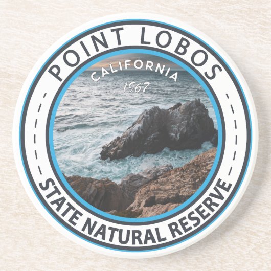 Point Lobos State Natural Reserve California Badge Zandsteen Onderzetter (Voorkant)
