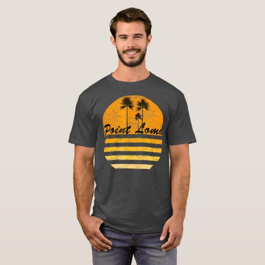 Point Loma CA  Retro 70s Throwback Surf T-shirt (Voorkant volledig)