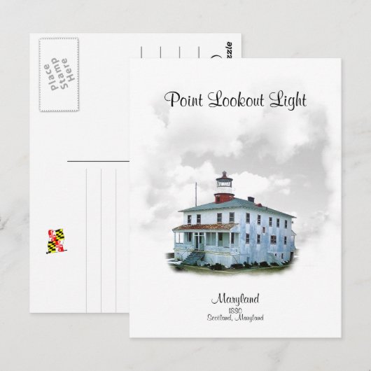 Point Lookout Light - Maryland Briefkaart (Voorkant / Achterkant)