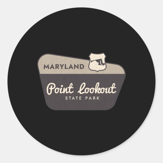 Point Lookout State Park Maryland Welkomstbord VAC Ronde Sticker (Voorkant)