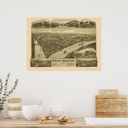 Point Marion, PA Panoramic Map - 1902 Poster (Keuken)