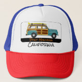 Point Montara, Californië Surf Woody Trucker Hoed Trucker Pet (Voorkant)
