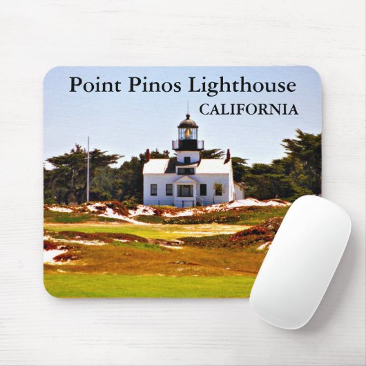Point Pinos Lighthouse, Californië Mousepad Muismat (Met muis)