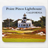 Point Pinos Lighthouse, Californië Mousepad Muismat (Voorkant)