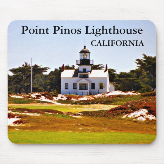 Point Pinos Lighthouse, Californië Mousepad Muismat (Voorkant)