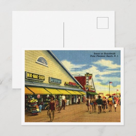 Point Pleasant Beach Boardwalk jaren 40 Briefkaart (Voorkant / Achterkant)