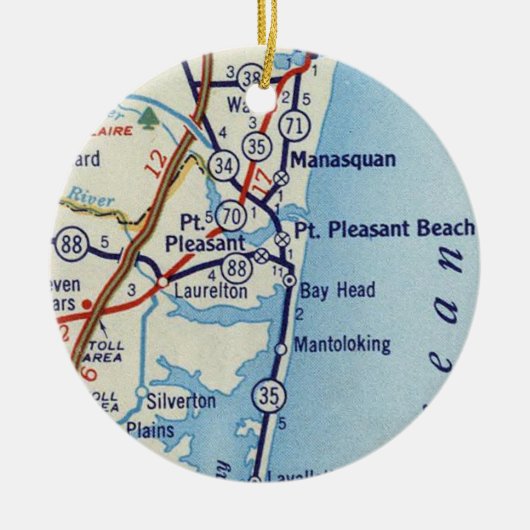 Point Pleasant Beach  Map Keramisch Ornament (Voorkant)