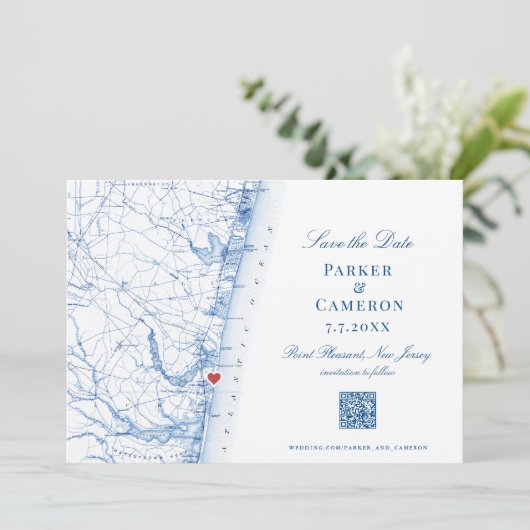 Point Pleasant New Jersey Kaart Elegant Bruiloft (Staand voorkant)