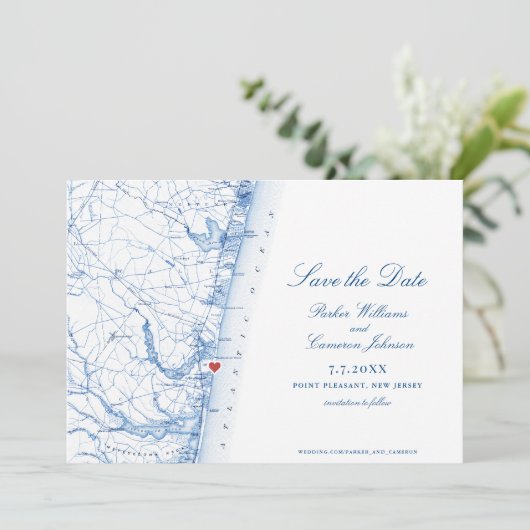 Point Pleasant New Jersey Kaart Elegant Script (Staand voorkant)