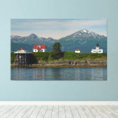Point Retreat Vuurtoren in Juneau, Alaska Canvas Afdruk (Insitu (Houten vloer))