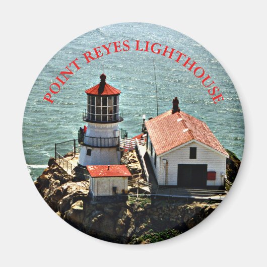 Point Reyes Lighthouse, California Round Magnet (Voorkant)