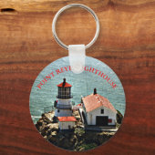 Point Reyes Lighthouse, California Round Sleutelha Sleutelhanger (Voorkant)