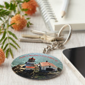 Point Reyes Lighthouse, California Round Sleutelha Sleutelhanger (Zijkant)