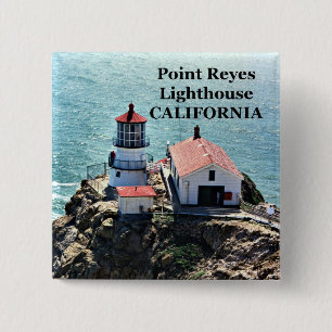 Point Reyes Lighthouse, Californië Pin Vierkante Button 5,1 Cm