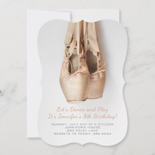 Point Shoes Birthday Invitations Kaart (Voorkant)