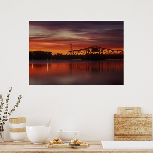 Point Street Bridge Sunrise Poster (Keuken)