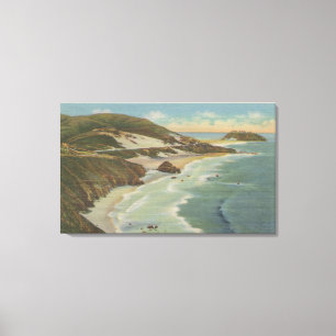 Point Sur, Carmel San Simeon Section, Hwy 1 Uitzic Canvas Afdruk