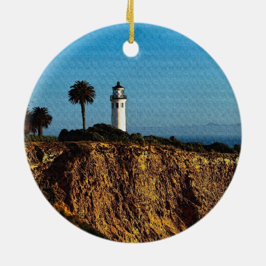 Point Vicente Lighthouse Kerstversier Keramisch Ornament (Achterkant)