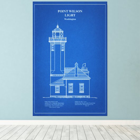 Point Wilson Lighthouse - Washington - AD Canvas Afdruk (Insitu (Houten vloer))