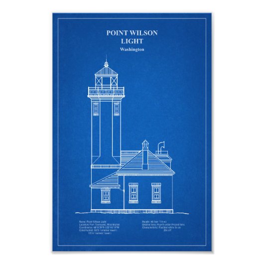 Point Wilson Lighthouse - Washington - AD Foto Afdruk (Voorkant)