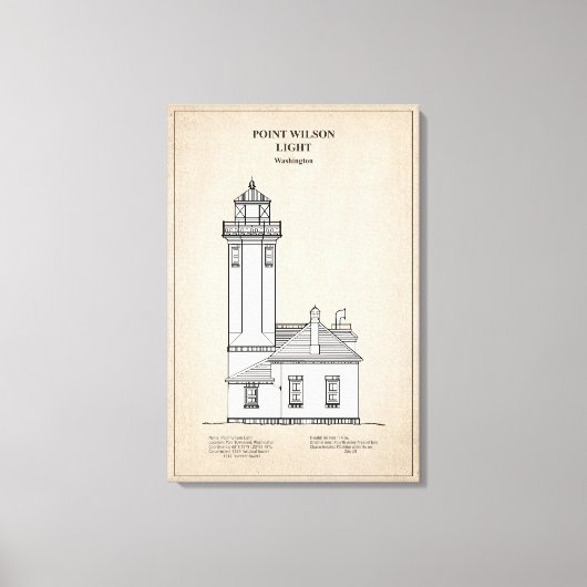 Point Wilson Lighthouse - Washington - SBD Canvas Afdruk (Voorkant)