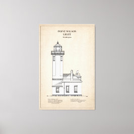 Point Wilson Lighthouse - Washington - SBD Canvas Afdruk