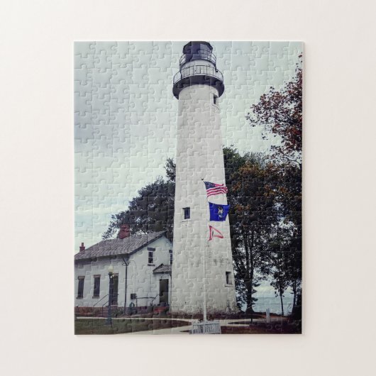 Pointe Aux Barques Lighthouse in Michigan als Legpuzzel (Verticaal)