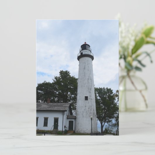 Pointe Aux Barques Lighthouse on a Feestdagenkaart (Staand voorkant)