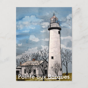Pointe aux Barques vuurtoren havenhoop michigan Briefkaart
