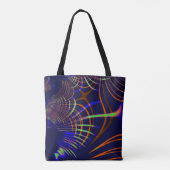 Pointe curves van kalkgroen tot koraal en blauw tote bag (Achterkant)