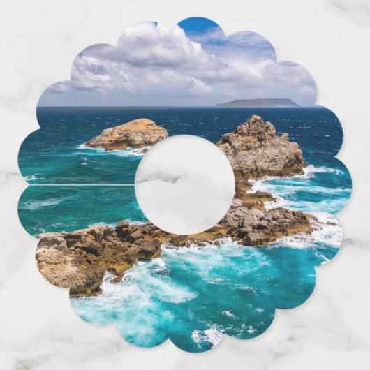 Pointe des Chateaux, Grande-Terre, Guadeloupe #2 Wijnglaslabel (Achterkant)