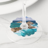 Pointe des Chateaux, Grande-Terre, Guadeloupe #2 Wijnglaslabel (Dichtbij)