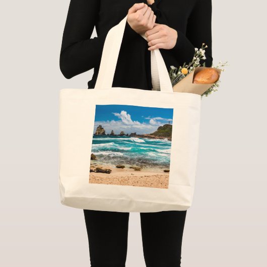 Pointe des Chateaux, Grande-Terre, Guadeloupe Grote Tote Bag (Voorkant (product))
